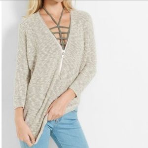Express 3/4 sleeve zip up sweater